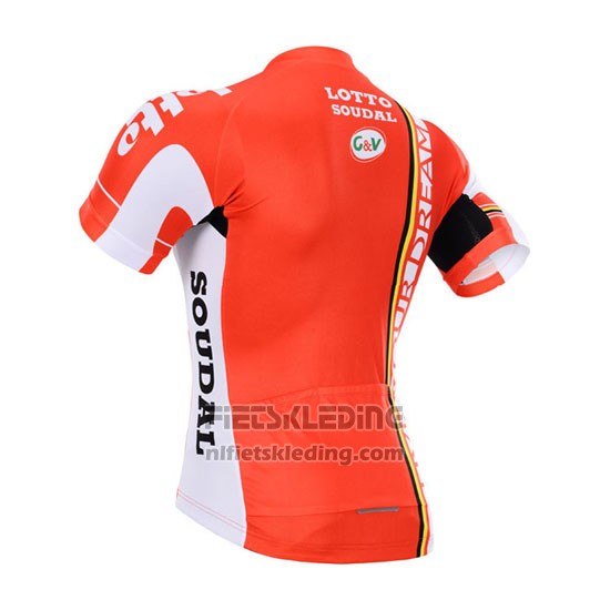 2015 Fietskleding Lotto Soudal Wit Rood Korte Mouwen en Koersbroek